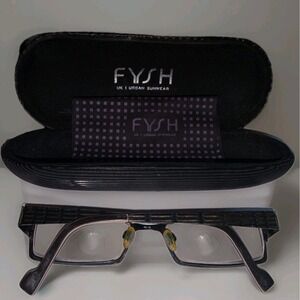 FYSH 3343 102 Rectangular Black Full-Rim Metal Eyeglasses Frames 52-18-140 CASE